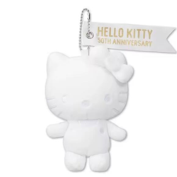 Hello Kitty Accessories - Hello Kitty 50th Anniversary Plush Keychain All White